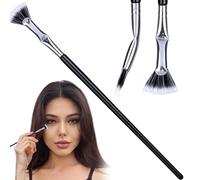 YANGWRshop 1 Pcs Folding Angle Scalloped Lash Brush, Eyelash Comb Separator, Multifunctional Mascara Fan Brush, Soft Bristles Makeup Tool for Upper Lower Eye Lash (Black)