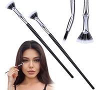 YANGWRshop 2 Pcs Folding Angle Scalloped Lash Brush, Eyelash Comb Separator, Multifunctional Mascara Fan Brush, Soft Bristles Makeup Tool for Upper Lower Eye Lash (Black)