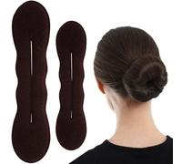 YANGWRshop 2 Pcs Hair Bun Maker for Women, Non-Slip Bun Updo Curler, Sponge Hair Bun Shaper, Hair Styling Accessories for Long Thin Straight Wavy Hair (Brown)