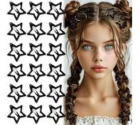 YANGWRshop 20 Pcs Black Star Hair Clips, 1.18''/3cm Non-Slip Star Clip, Metal Stars Snap Hair Clips, Y2K Hair Barrettes Accessories for Women