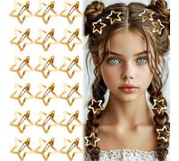YANGWRshop 20 Pcs Gold Star Hair Clips, 1.18''/3cm Non-Slip Star Clip, Metal Stars Snap Hair Clips, Y2K Hair Barrettes Accessories for Women