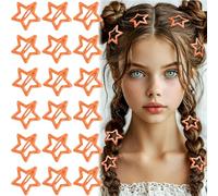 YANGWRshop 20 Pcs Orange Star Hair Clips, 1.18''/3cm Non-Slip Star Clip, Metal Stars Snap Hair Clips, Y2K Hair Barrettes Accessories for Women