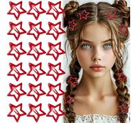 YANGWRshop 20 Pcs Red Star Hair Clips, 1.18''/3cm Non-Slip Star Clip, Metal Stars Snap Hair Clips, Y2K Hair Barrettes Accessories for Women