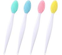 YANGWRshop 4 Pcs Pore Cleaning Brushes, Lip Brush Exfoliator, Double-Sided Silicone Lip Scrubber Exfoliator Brushes, Pore Scrub Brush for Face, Dark Lips (4 Colors)