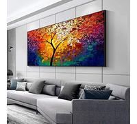 Yangxiaolei Canvas Art Print Colorful & Blue Tree ofTree Modern Canvas Prints Wall Art Decor Pictures for Bedroom Office Decorations 60x120cm(23.6x47.2inch) Unframed