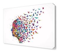 Yangxiaolei Mind Watercolor Inspirational Canvas Wall Art Print Flying Birds Painting Freedom Print Psychology Clinic Therapy Picture Living Room Bedroom Home Decor 60x80cm,23.6x31.5inch Frameless