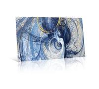Yangxiaolei Modern Posters and Prints Wall Art Oil Painting on Canvas Abstract Creative Navy Blue Lines Pictures for Living Room Extra Large Wall Art Home Decoration 80x160cm(31.5x63.0inch) Frameless