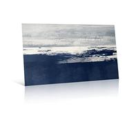 Yangxiaolei Navy Blue Print Silver Minimalist Abstract Wall Art Ocean Print Painting On Canvas Extra Large Sea Printable Picture for Living Room Bedroom Wall Decor 80x160cm(31.5x63.0inch) Frameless