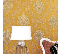 YangYun Home Decoration European 3D Damask Pearl Powder Non-Woven for Living Room Bedroom Hotel Non-Pasted Wallpaper Gold Color 0.53m (1.73' W) x 10m(32.8'L)=5.3m2 (57 sq.ft)