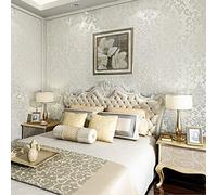 YangYun Home Decoration European 3D Damask Pearl Powder Non-Woven for Living Room Bedroom Hotel Non-Pasted Wallpaper Cream Color 0.53m (1.73' W) x 10m(32.8'L)=5.3m2 (57 sq.ft)