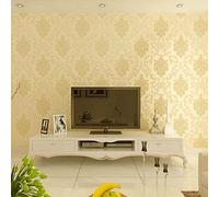 YangYun Home Decoration European 3D Damask Pearl Powder Non-Woven for Living Room Bedroom Hotel Non-Pasted Wallpaper Beige Color 0.53m (1.73' W) x 10m(32.8'L)=5.3m2 (57 sq.ft)