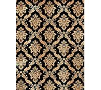 YangYun Home Decoration European Style Damask Non-Woven Self-Adhesive Wallpaper Black Color for Living Room Bedroom Tv Background Wallpaper 0.43m x 10m=4.3m2