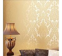 YangYun Home Decoration European Vintage Damask PVC Deep Embossed Textured Living Room Bedroom Wallpaper Roll Beige Color 0.53m(1.73'W) x 10m(32.8'L)=5.3m2 (57 sq.ft)