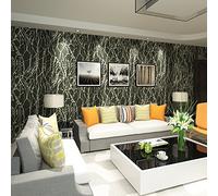 YangYun Home Decoration Modern Minimalist Curve Stripe Tree Patterns Non-Woven Wallpaper Roll Living Room Non-Pasted Wallpaper Black Gray Color 0.53m (1.73' W) x 10m(32.8'L)=5.3m2 (57 sq.ft)
