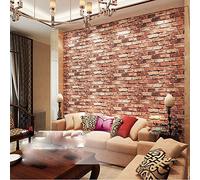 YangYun Home Decoration Modern Red Brick Wall PVC Non-Pasted Wallpaper 3D Textured Bricks for Living Room/Tv Backdrop Wall/Hotel 0.53m (1.73' W) x 10m(32.8'L)=5.3m2 (57 sq.ft)