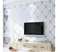 YangYun Home Decoration Modern Simple 3D Imitation Deerskin Non-woven Diamond lattice Pattern Non-pasted Wallpaper for Living Room Bedroom TV Background Blue 0.53m(1.73' W)x10m(32.8'L)=5.3m2(57 sq.ft)