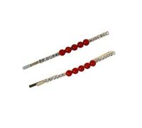 yangzerang 2Pcs Hair Clips Pin Red Bead Bobby Pins Rhinestone Beads Hair Clips Pin Hair Slides Hairpins Hair Accessories for Lady Women Girls