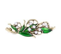Yangzerang Vintage French Retro Hair Clips - Leaf Pearls Bronze & Gold