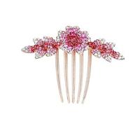 yangzerangFlower Hair Side Combs Luxury Rhinestone French Hair Combs Slide Barrettes Long Thick Hair Holder Accessories Women Girls Side Hair Comb Clips Hair Accessories for Wedding Bride Bridesmaid