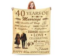 YANGZHI Happy 40th Wedding Anniversary Throw Blanket Home Decorative Love Blanket for Him Her Regalo Aniversario Couples
