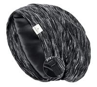 YANIBEST Silk Satin Bonnet Hair Wrap for Sleeping - Adjustable Stay on Silk Lined Slouchy Beanie Hat for Curly Hair and Braids Black