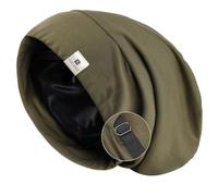 YANIBEST Silk Satin Bonnet Hair Wrap for Sleeping - Adjustable Stay on Silk Lined Slouchy Beanie Hat for Curly Hair and Braids Olive Green