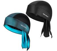YANIKY Sports Bandana Cap - Breathable Headscarf Men - Bandana Cap Women's Durag Running Hat Turban Men's Summer Cycling Hat Headscarf for Cycling Travel Running Fitness, Black01+Teal, One Size