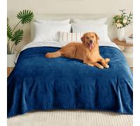 Yaning Waterproof Blanket 203x228cm for Adults, Reversible Waterproof Bed Cover for Dogs Cats Pets, Soft Leakproof Blanket for Bed Couch Sofa Furniture Protector, Navy Blue/Light Grey