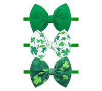 YanJie Baby Bows Nylon Green Bow Headbands for Infant Girls Shamrock Headband Newborn Toddler Hair Accessories St Patricks Day Hair Accessories White