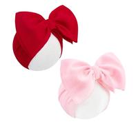 YanJie Baby Headbands for Girls, Red Bow, Pink Toddler Headband, Nylon Hair Bows and Accessories for Newborn and Toddlers 0-6 Months