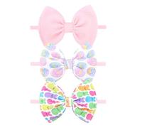 YanJie Easter Bows for Baby Girls Bunny Egg Bow Newborn Pink Nylon Headbands Easter Hair Accessories Gift