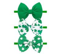 YanJie St Patrick's Day Baby Girls Clover Printed Headbands for Girls Bow Green St Patrick Wide Headband