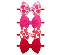 YanJie Valentines Baby Headband Bows Infant Headband Newborn Girls Valentine's Day Hair Band Hair Accessories Bows Love Headband Pink Hair Bands Bows Toddlers Children Pink Heart