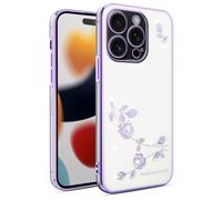 YANJIEER for Xiaomi mi 11T 5G / Xiaomi mi 11T Pro 5G Sparkly Floral Pattern Phone Case, Slim Diamond Soft TPU Cover for Girls and Women, Shockproof, Wireless Charging Purple