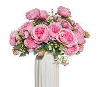 YANJINGSHE 2 Bunches Artificial Peony Silk Flowers, White Faux Peonies Flower Bouquet for Wedding Home Office Party Window Decor,Floral Arrangement Kitchen Decor