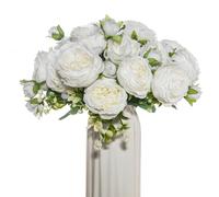 YANJINGSHE 2 Bunches Artificial Peony Silk Flowers, White Faux Peonies Flower Bouquet for Wedding Home Office Party Window Decor,Floral Arrangement Kitchen Decor (pink)