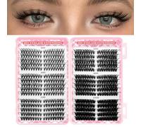 YANJINGSHE 575 Pieces Individual Eyelashes 30-40-50-60-80-100D Cluster Lashes Kit Fluffy Volume Individual Eyelashes Kit 8-16mm DIY Eyelash Extension Kit D Curl Strip Eye Lashes Clusters（8-16mm）