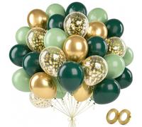 YANJINGSHE Balloons 30pcs Sage & Dark Green Gold Confetti Decor