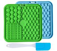 YANJINGSHE Lick Mats for Dogs 2 Pack 15x15cm Blue Green | Lick mats for dogs 2pk Blue/Green, suction cups for anxiety, slow feeding for grooming, easy clean, scraper.