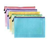 YANJINGSHE Plastic Zip Wallets, 5 Pack A3 Plastic Folders, Waterproof Mesh Zip Pouches, Organiser for Office & School, 5 Colours