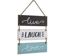 Yankario Rustic Home Wall Decor Sign for Living Room Bedroom Bathroom Kitchen Office or more - Farmhouse Wall Hanging Decoration Wooden Sign "Live Laugh Love" 12"×14”
