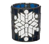 Yankee Candle 1521445 Winter Glimmer Vh Glass Votive Candle Holder, Blue, Silver, 7 x 7 x 8 cm
