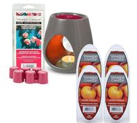 Yankee Candle Ceramic Wax Melts Warmer with Gift Box kit, Sweet Pea 75g + 4x Spiced Pumpkin 75g