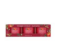 Yankee Candle Red Apple Wreath 3 Filled Votive Candle Gift Set
