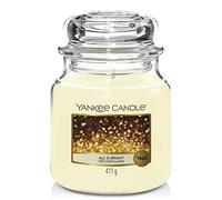 Yankee Candle Scented Candle | All is Bright Medium Jar Candle| Long Burning Candles: up to 75 Hours | Perfect Christmas Gifts for Women