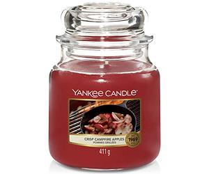 Yankee Candle Scented Candle | Crisp Campfire Apples Medium Jar Candle | Up to 30 Hours Burn Time, Red