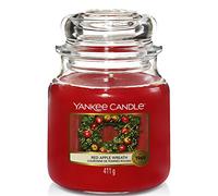 Yankee Candle Scented Candle | Red Apple Wreath Medium Jar Candle| Long Burning Candles: up to 75 Hours | Perfect Christmas Gifts for Women