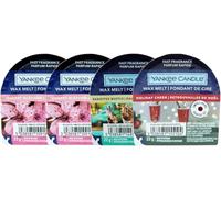 Yankee Candle Scented Wax Melts Set, Cherry Blossom, Banoffee Waffle, Holiday Cheer Fragrances, Fast Fragrance, 22g Each, 4 Pack