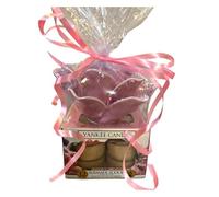 Yankee Candle Spring Cherry Blossom Porcelain Tea Light Holder Gift Set with 12 Summer Scoop Tea Lights