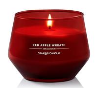 Yankee Candle Studio Scented Candle | Red Apple Wreath Medium | Long Burning Candles| Stylish Glass Vessel Design with Red Wax | Perfect Gifts for WomenGifts for MumWedding Gifts